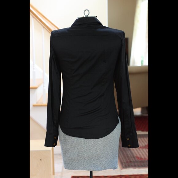 VIVIENNE WESTWOOD Solid Black & Embroidered Logo Long Sleeve Button Down Shirt - Picture 3 of 5